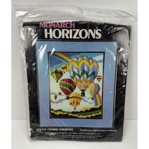 Vintage Monarch Horizons Always Chasing Rainbows Cross Stitch Kit Balloon 1981